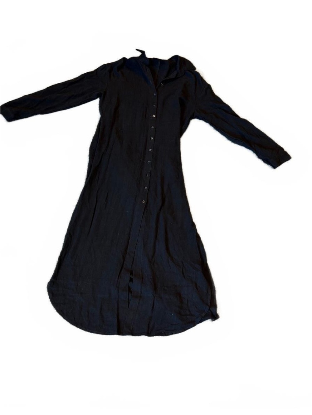 Black Long Sleeve Button-Up Shirt Dress Medium